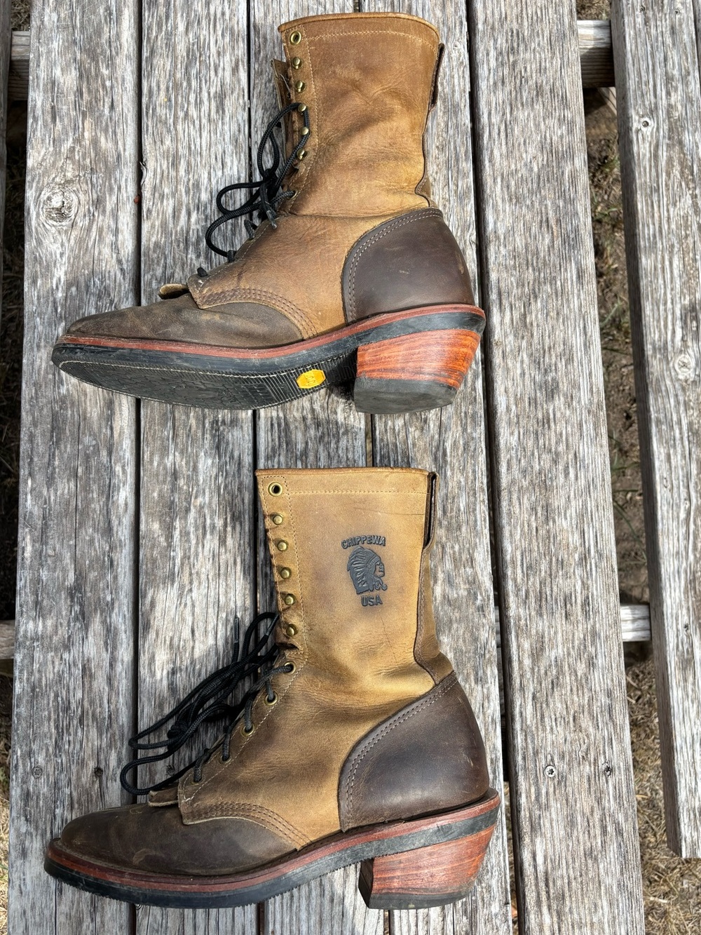 Chippewa 29405 USA Men’s 9D Golden Crazy Horse Leather Packer Boots Vibram